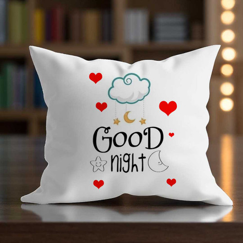 Good Night Printed White Cushion RJ-75