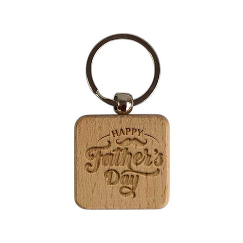 Happy Father's Day Engraved on Wooden Keyring RJ-137