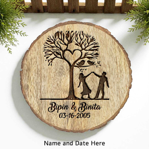Anniversary Wooden Log with Couple Name & Date Engraved RJ-172