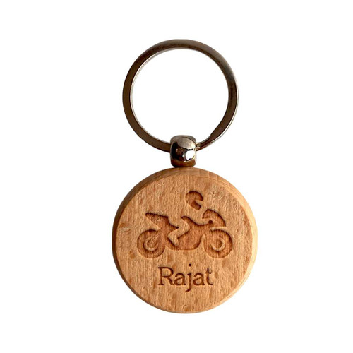 Custom Engraved Bike Design Keyring with Name RJ-151