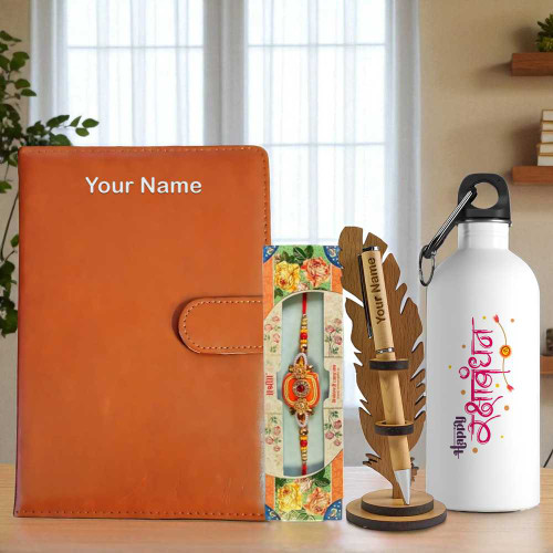 Rakhi Special Personalized Hamper with NoteBook & Wooden Pen SK-515