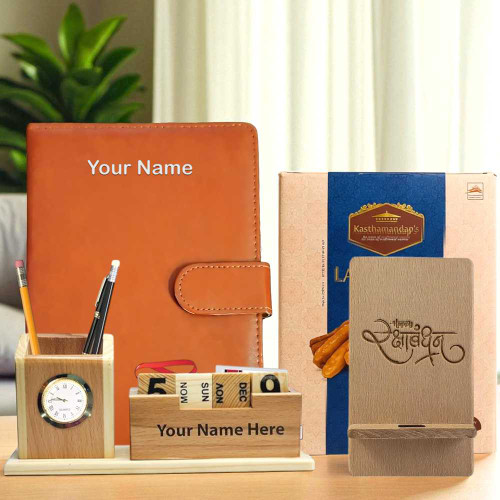 Elegant Rakhi Gift Set with Personalized Desk Essentials SK-516