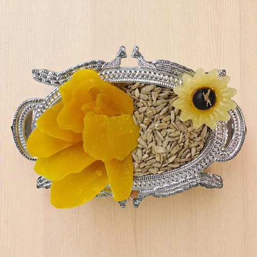 Dry Fruit & Candle in Silver Tray NKS-1054