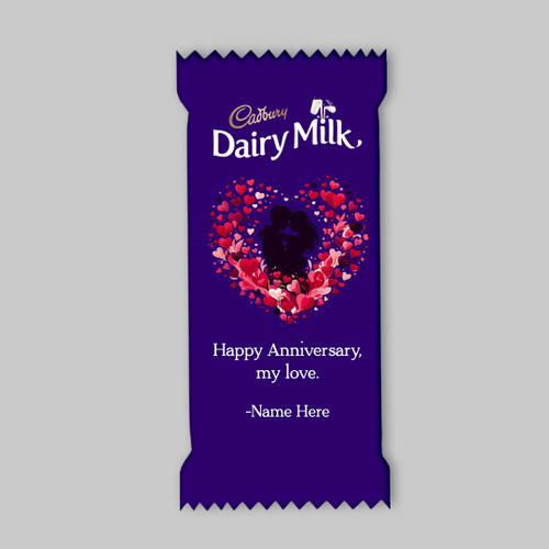 Anniversary Chocolate 129G with Sweet Wishes & Name