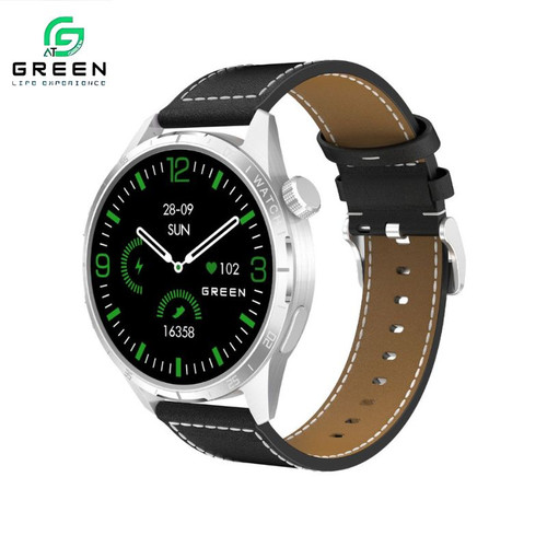 Green Orbit 2.0 AI Leather Strap Smartwatch