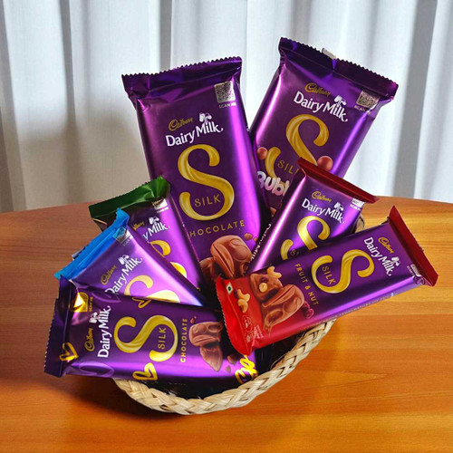 Assorted Cadbury Silk Treats in Gift Basket NKS-1080