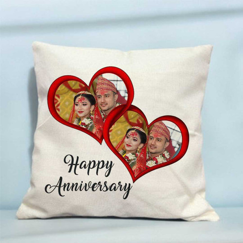 Custom Anniversary Cushion with 2 Photos RJ-235