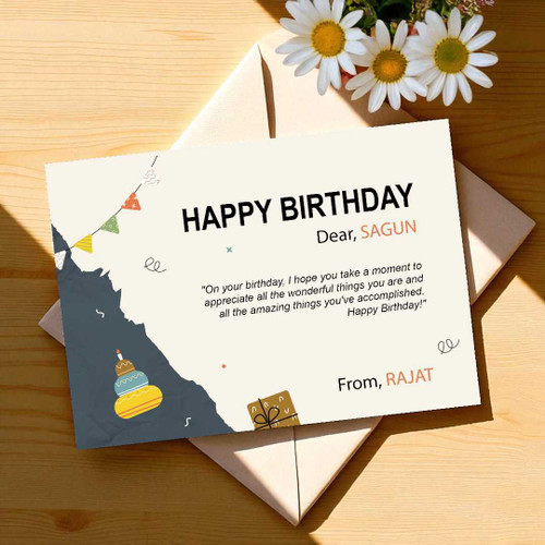 Happy Birthday Greeting Card With Custom Name RJ-225 Happy Birthday Greeting Card With Custom Name RJ-225