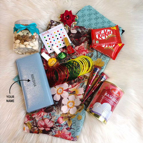 Shrawan Gift Combo with Shawl, Purse & Mithai JNK-4152