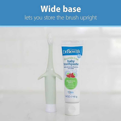 Dr.Brown's Infant-to-Toddler Toothbrush, Mint Elephant, with Strawberry Toothpaste, 1.4 oz/40g HG036