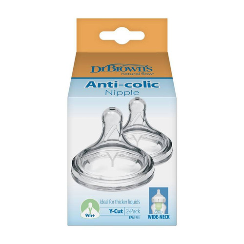 Dr.Brown's Y-Cut Wide-Neck Silicone Nipple, 2 pack WNY201-INTL Dr.Brown's Y-Cut Wide-Neck Silicone Nipple, 2 pack WNY201-INTL