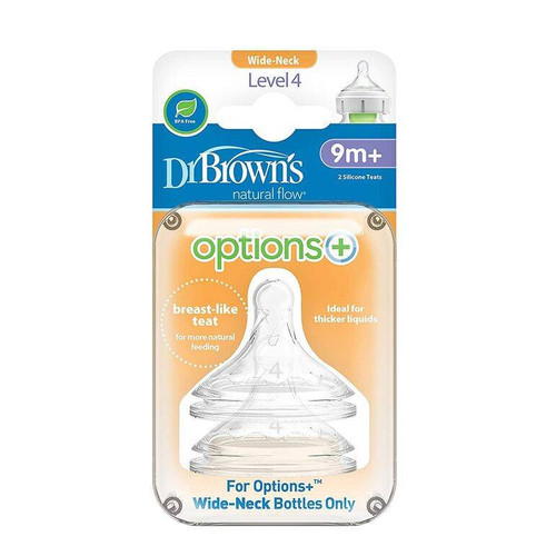 Dr.Brown's Level 4 Wide-Neck Silicone Nipple 2-Pack WN4201-INTL Dr.Brown's Level 4 Wide-Neck Silicone Nipple 2-Pack WN4201-INTL