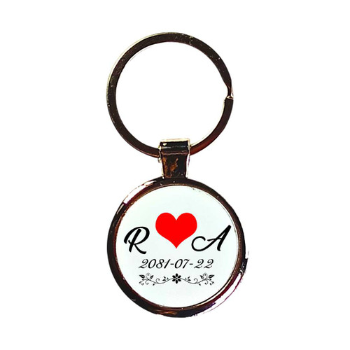 Personalized Metal Keychain with Initial & Date RJ-271