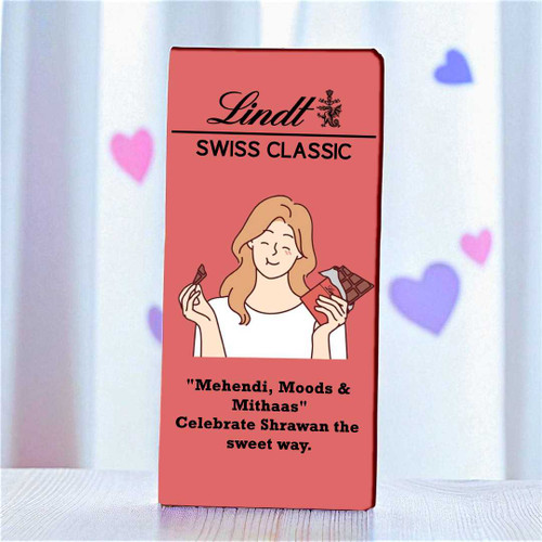 Shrawan Themed Wrapper Printed on Lindt Swiss Milk Chocolate with Roasted Almonds -100g RJ-257