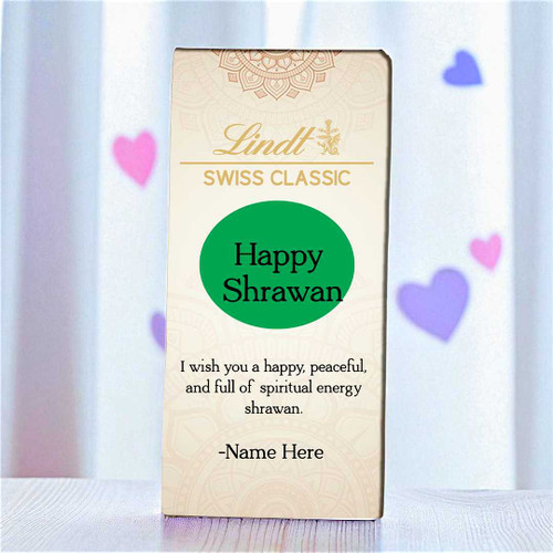 Happy Shrawan with Name Printed on Lindt Swiss Classic Chocolate-100g RJ-259