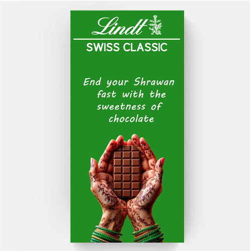 Festive Shrawan Wrapper Printed on Lindt Milk Chocolate with Roasted Almonds – 100g RJ-260