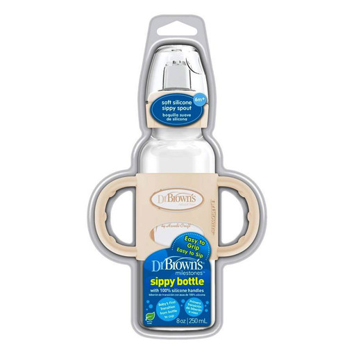 Dr.Brown's 8 oz/250 mL Narrow Sippy Spout Bottle w/ Silicone Handles, Lt Pink, 1-Pack SB81072-P3