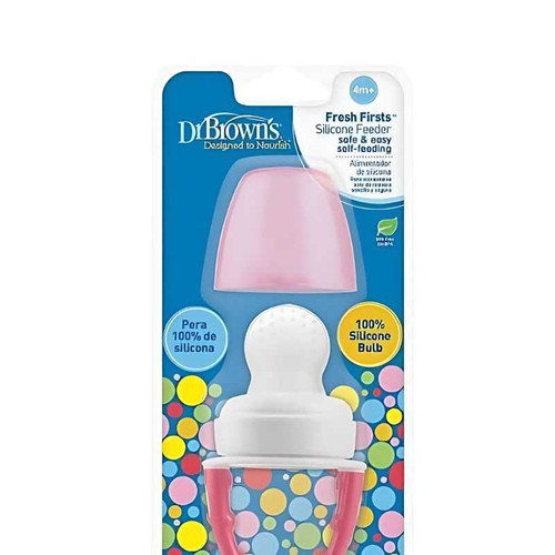 Dr.Brown's Fresh Firsts Silicone Feeder, Pink- 1-Pack TF005-P3
