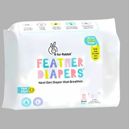 R for Rabbit Feather Diaper -S Size Pack of 74