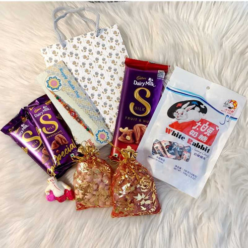 Rakhi with Chocolates & Dry Nuts Gift Combo for Brother JNK-4212