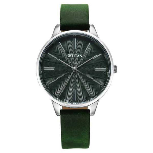 Titan Neo Quartz Analog Green Dial Leather Strap Watch For Women 2648SL11