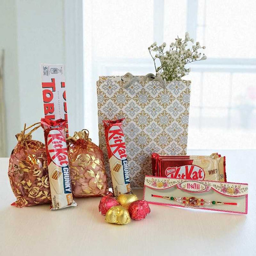 Festive Rakhi Hamper for Brother with Chocolates & Nuts JNK-4220