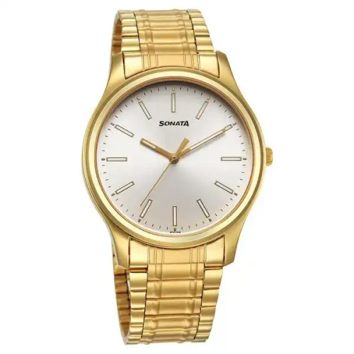 Sonata Traditional Essentials Quartz Analog Silver Dial Watch for Men-77082YM10 77082YM10
