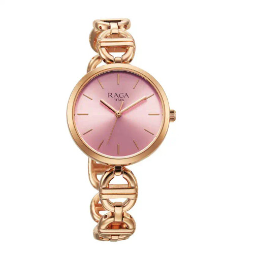 Titan Raga Showstopper Quartz Analog Rose Gold Dial Watch For Women-95353WM01 95353WM01