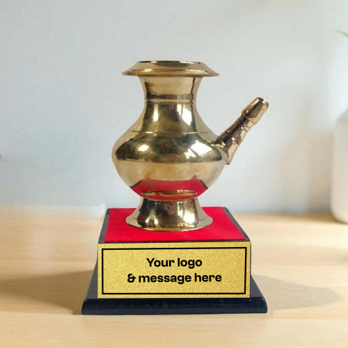 Traditional Brass Karuwa on Wood Stand