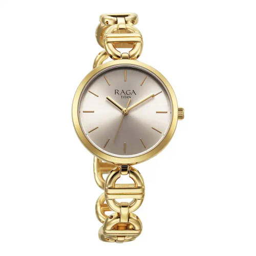 Titan Raga Showstopper Quartz Analog Champagne Dial Watch For Women 95353YM01