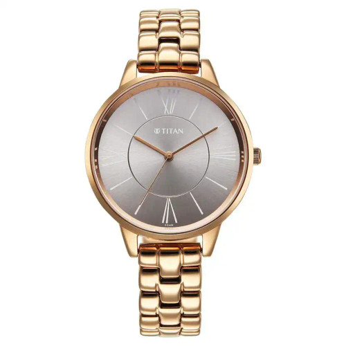 Titan Neo Quartz Analog Grey Dial Rose Gold Metal Strap Watch For Women 2648WM10