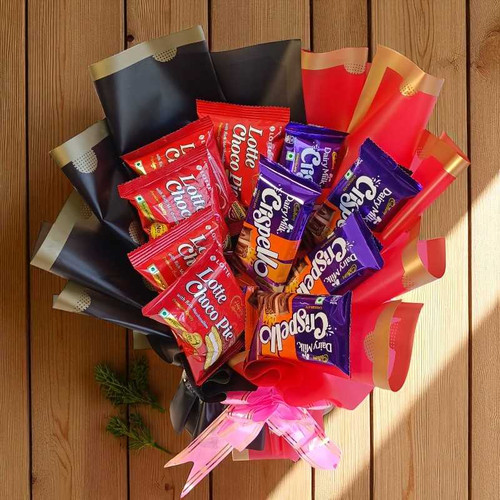 Choco Bliss Bouquet with Crispello & Choco Pie JNK-4245