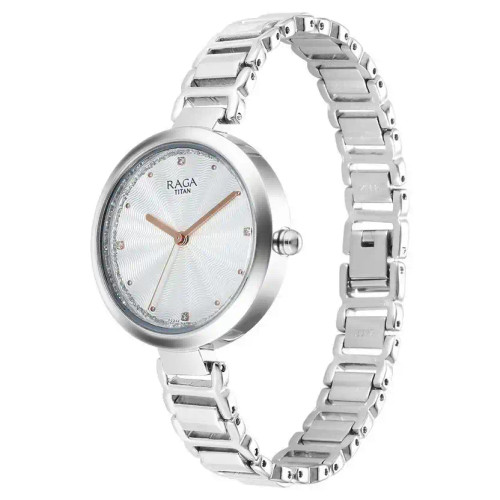 Titan Raga Memoirs Quartz Analog Silver Dial With Silver Color Metal Strap Watch For Women 2752SM01
