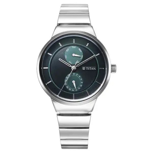 Titan Neo Multifunction Green Dial Silver Color Stainless Steel Strap Watch For Women 2761SM01