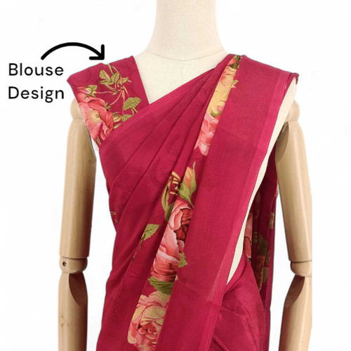 Red Chiffon Saree & Accessories Gift for Her JNK-4258