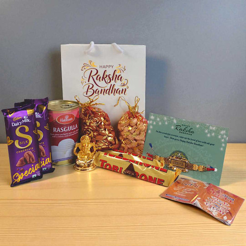 Rakhi Combo with Designer Rakhi, Ganesha & Treats NKS-1184
