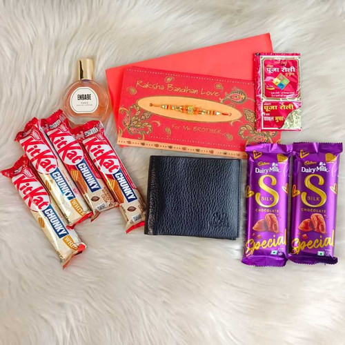 Raksha Bandhan Gift Hamper with Perfume, Chocolates & Wallet for Brother NKS-1191