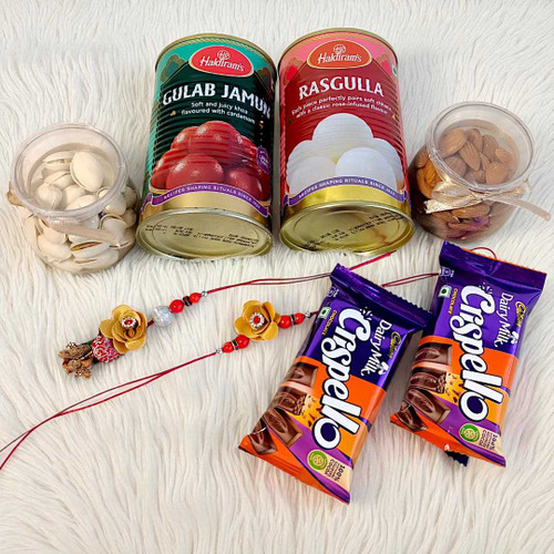 Rakhi Hamper with Dry Fruits, Sweets & Chocolates NKS-1198