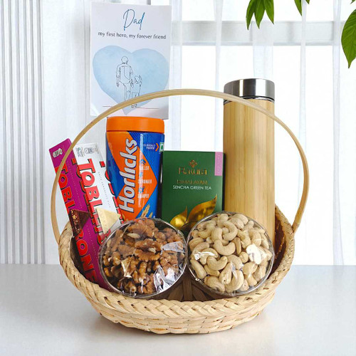 Dad Gift Basket with Bottle & Dry Nuts JNK-4316
