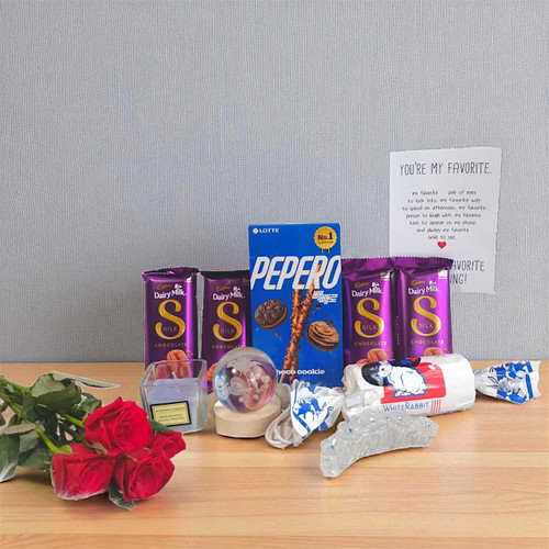 Rose & Crystal Ball Gift Combo with Chocolates JNK-4332