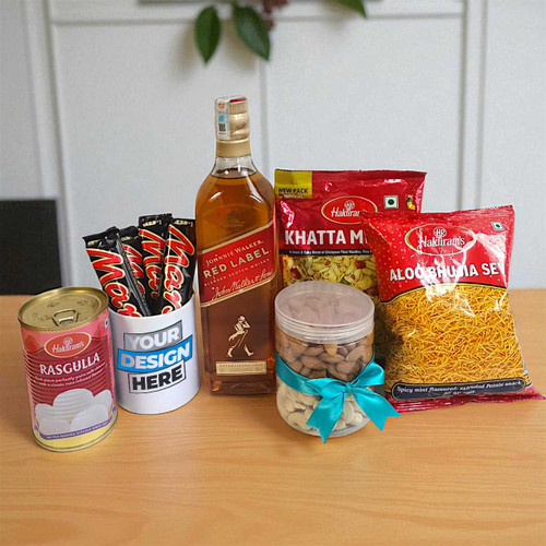 Whisky Gift Set with Snacks, Chocolates & Custom Mug NKS-1211