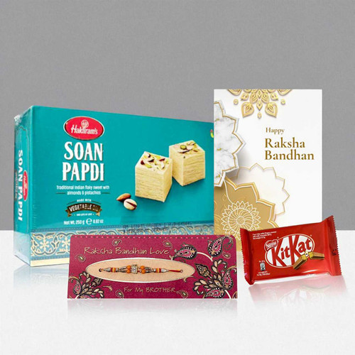 Rakhi Delight Gift with Sweets & Greeting Card JNK-4341