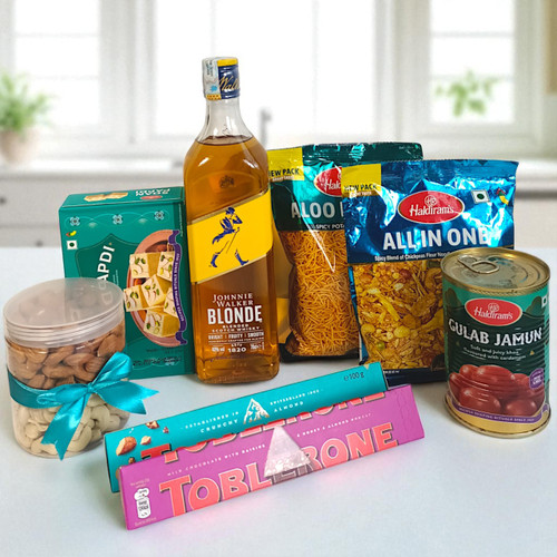 Whisky 700ml, Snacks & Mithai Gift Combo