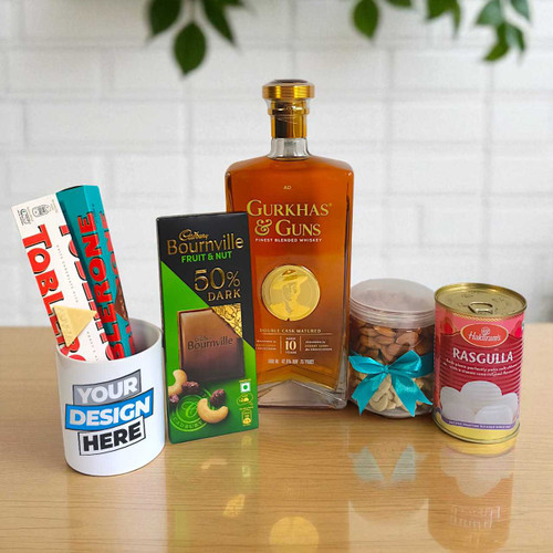 Celebration Gift Set with Custom Mug, Whisky & Treats NKS-1215