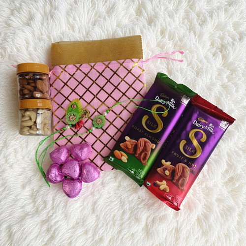 Bhaiya-Bhabhi Rakhi Gift with Chocolates & Dry Nuts
