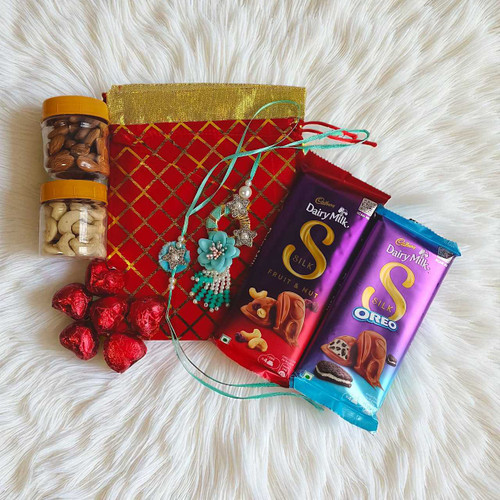 Rakhi Gift Set With Chocolates & Dry Nuts NKS-1228