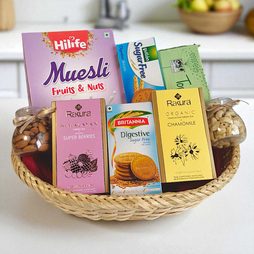 Healthy Breakfast, Rakura Tea, & Dry Nuts Gift Basket JNK-4396