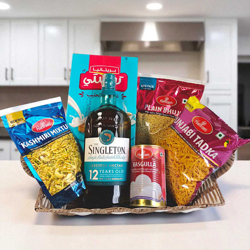 Whisky 750ml & Snacks Gift Basket JNK-4401