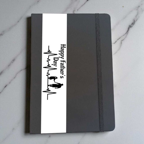 Happy Father's Day Paper Band Printed Black Notebook Diary-3