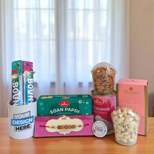 Brother’s Rakhi Gift with Mithai & Custom Mug JNK-4431